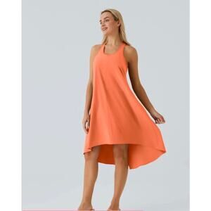 NWOT Halara Breezeful Backless Racerback Side Pocket High Low Midi Quick Dry